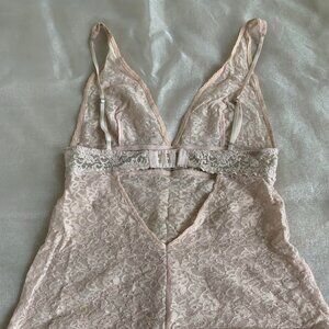 Baby pink sexy lingerie top with keyhole cutout in back. 100% cotton size small